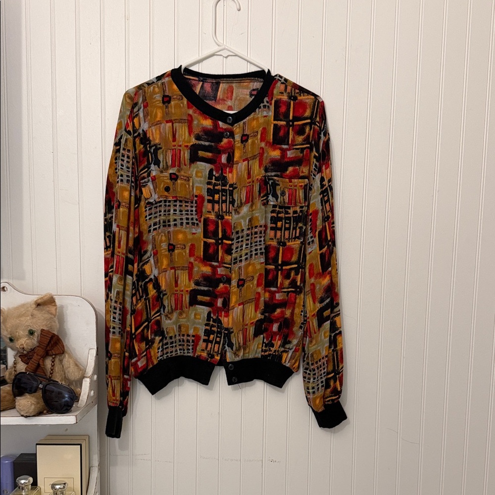 Large Vintage blouse. Purchased in Rome, Italy Multicolor Abstract Pattern